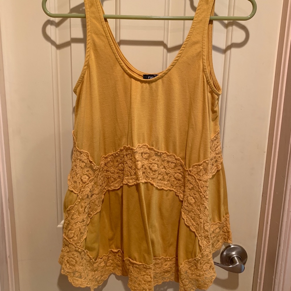Mustard lace tank top